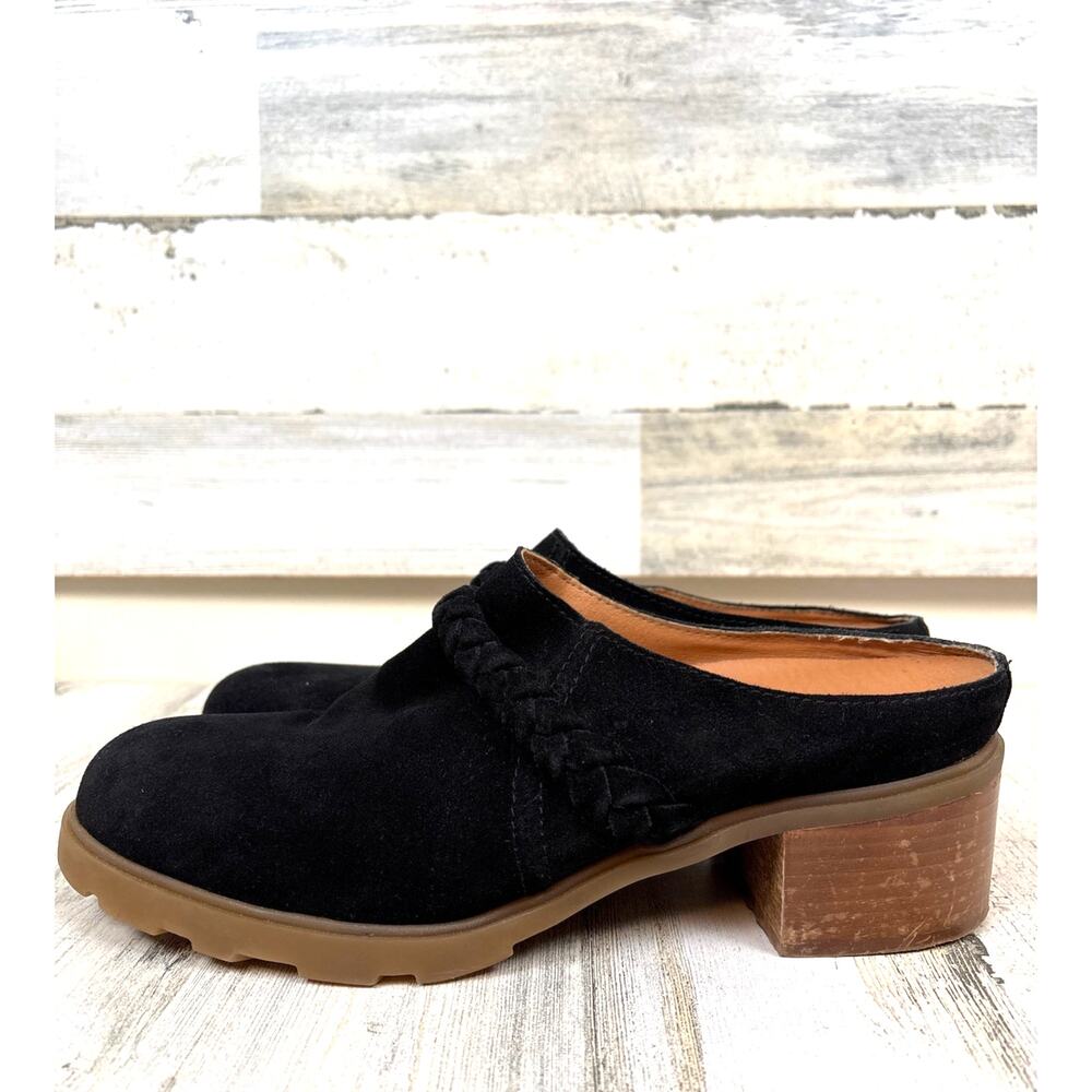 OTBT Black Suede Braided Rope Heeled Clogs Womens 10 Boho Chic